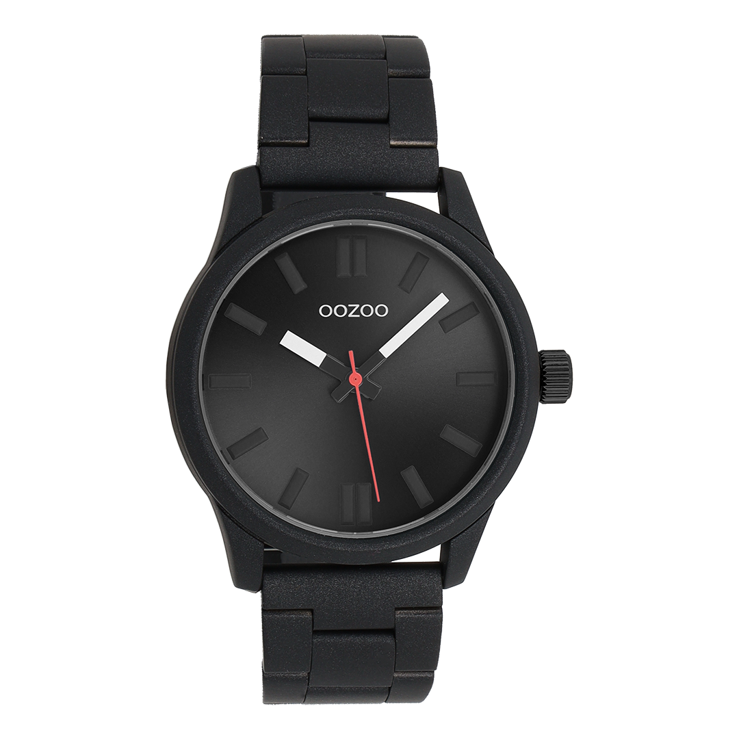 Black OOZOO watch with stainless steel bracelet - C11618